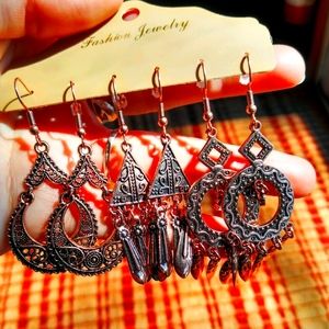 3 Pack Bronze Earrings